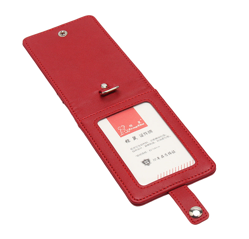 Porte-Badge Double Carte avec Clip – Étui Transparent ID & Carte Bancaire-ROUGE