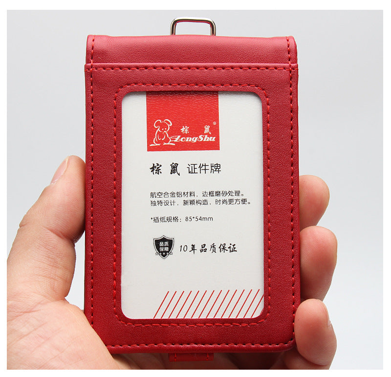 Porte-Badge Double Carte avec Clip – Étui Transparent ID & Carte Bancaire-ROUGE