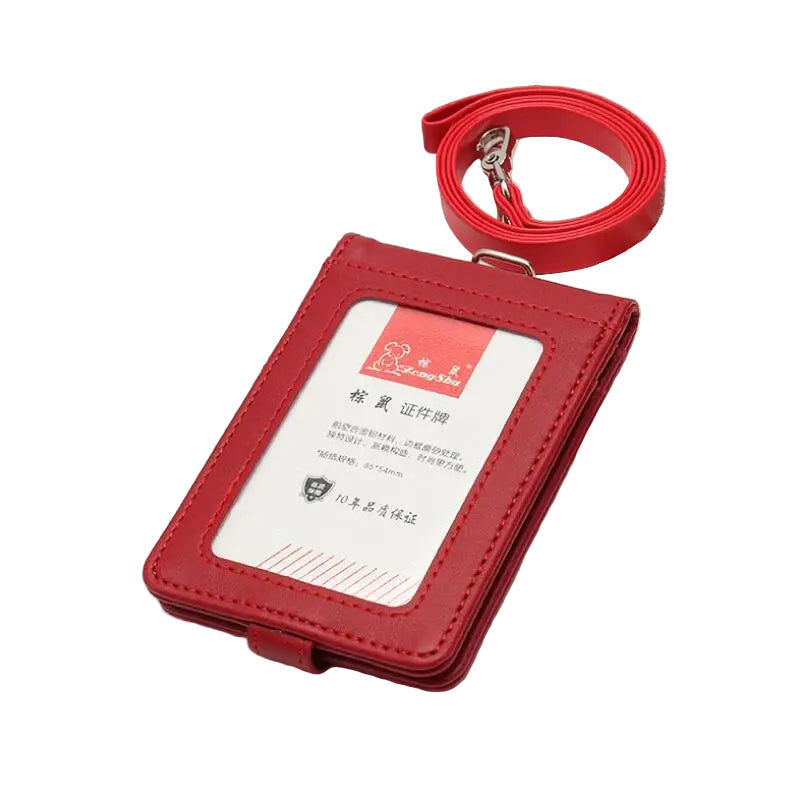 Porte-Badge Double Carte avec Clip – Étui Transparent ID & Carte Bancaire-ROUGE