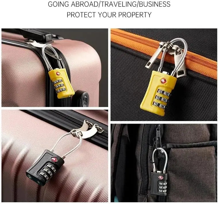 TSA – 2 serrures à combinaison à 3 chiffres, outil de sécurité antivol, mot de passe personnalisé, cadenas pour valise, bagages, serrure codée pour voyage