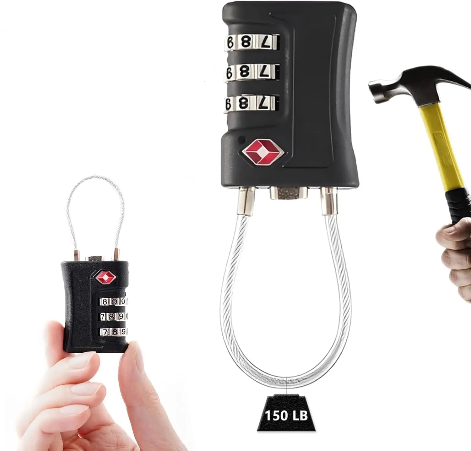 TSA – 2 serrures à combinaison à 3 chiffres, outil de sécurité antivol, mot de passe personnalisé, cadenas pour valise, bagages, serrure codée pour voyage