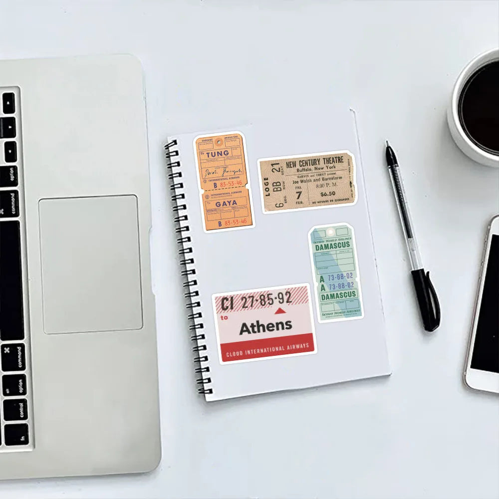 40 Autocollants Vintage Voyage – Stickers Cartes Postales & Timbres pour Valise et Sac de Voyage