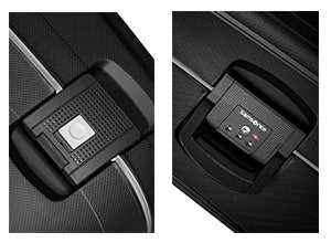 2 SAMSONITE S CURE SPINNER BLACK SIDE LOCKS (all sizes except cabin)