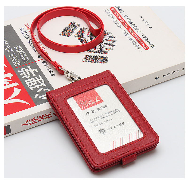 Porte-Badge Double Carte avec Clip – Étui Transparent ID & Carte Bancaire-ROUGE