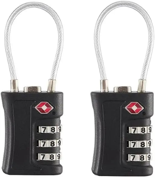 TSA – 2 serrures à combinaison à 3 chiffres, outil de sécurité antivol, mot de passe personnalisé, cadenas pour valise, bagages, serrure codée pour voyage