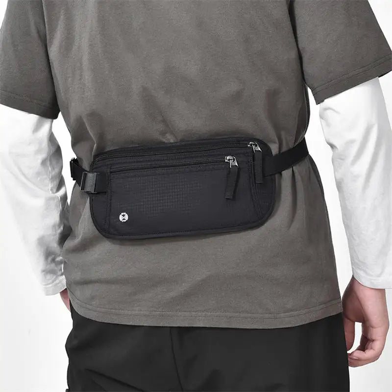 Sac de taille de voyage noir – Ceinture d’argent, pochette invisible porte-passeport, protection des cartes, de l’argent et des documents