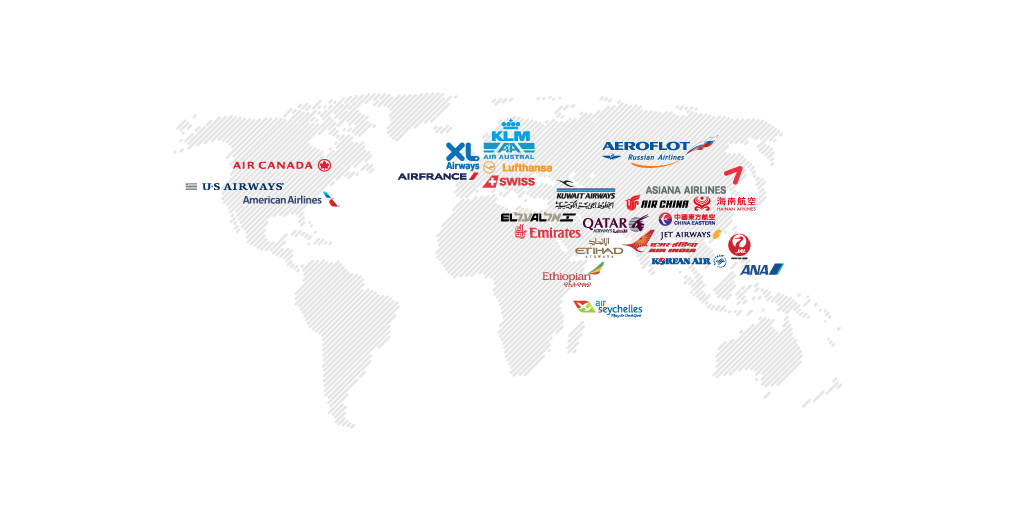 Map monde des compagnies aériennes 